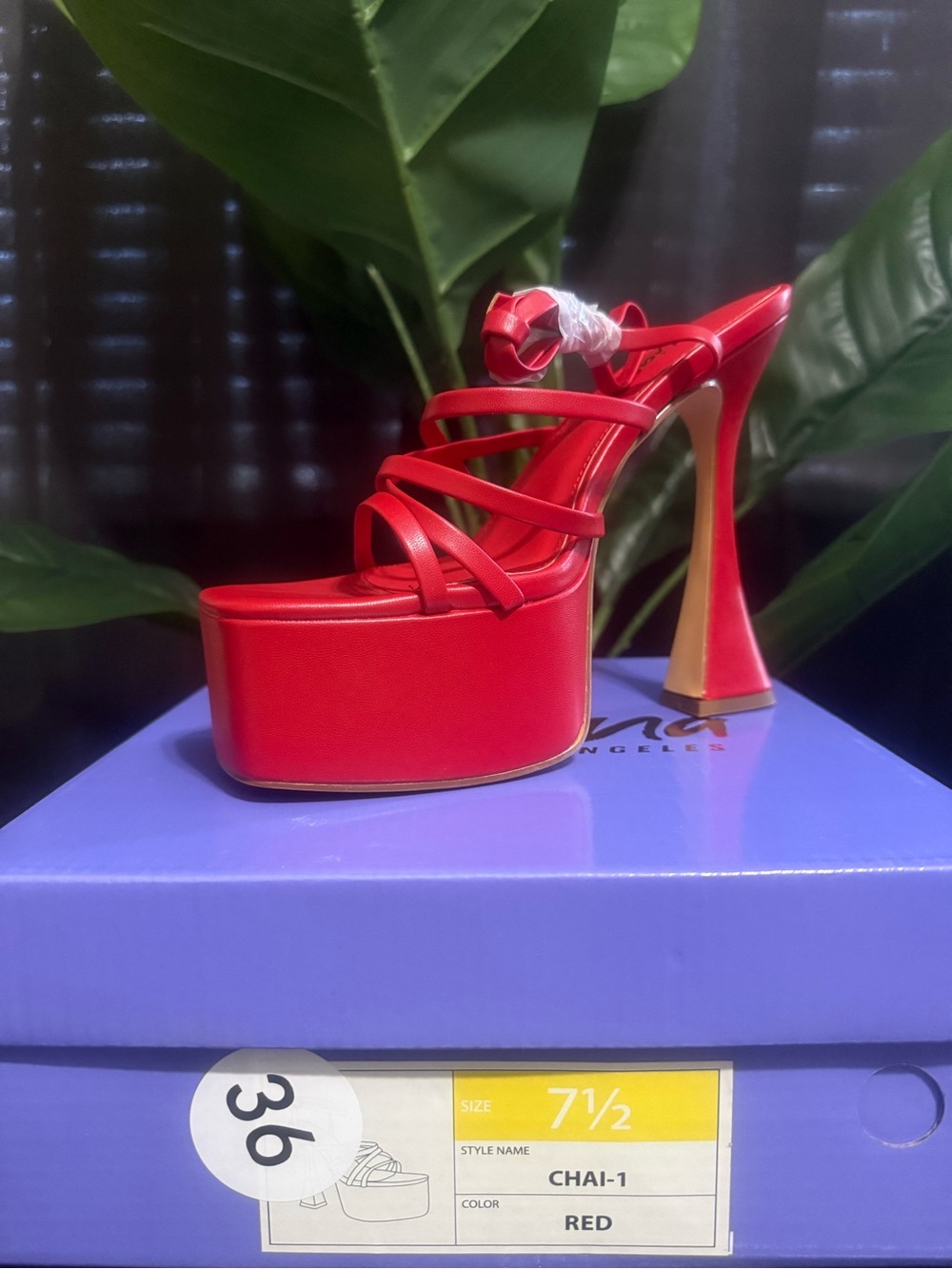 Platform Strappy High Heel Sandal - Red